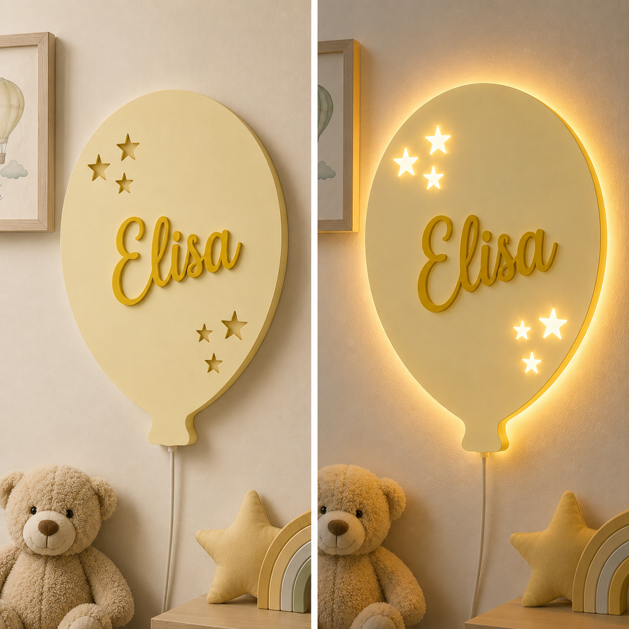 Lampada da Parete Palloncino Personalizzata con Nome | Cameretta Bambino e Bambina