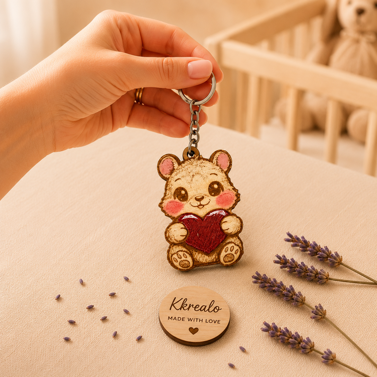 Portachiavi NFC Personalizzato in Legno – Dedica, Foto, Musica o Messaggio