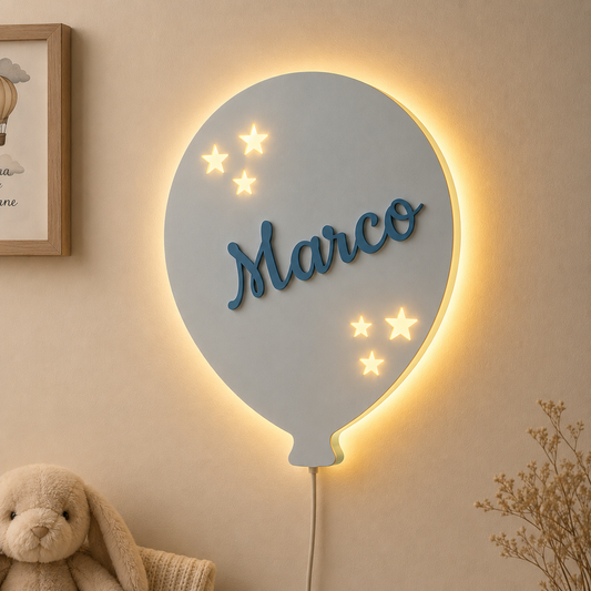 Lampada da Parete Palloncino Personalizzata con Nome | Cameretta Bambino e Bambina