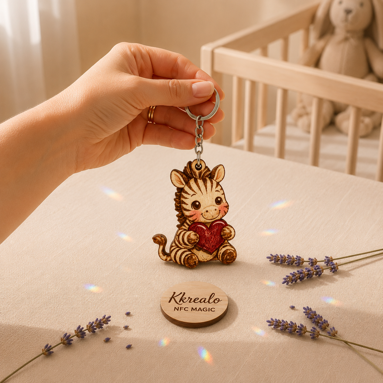 Portachiavi NFC Personalizzato in Legno – Dedica, Foto, Musica o Messaggio