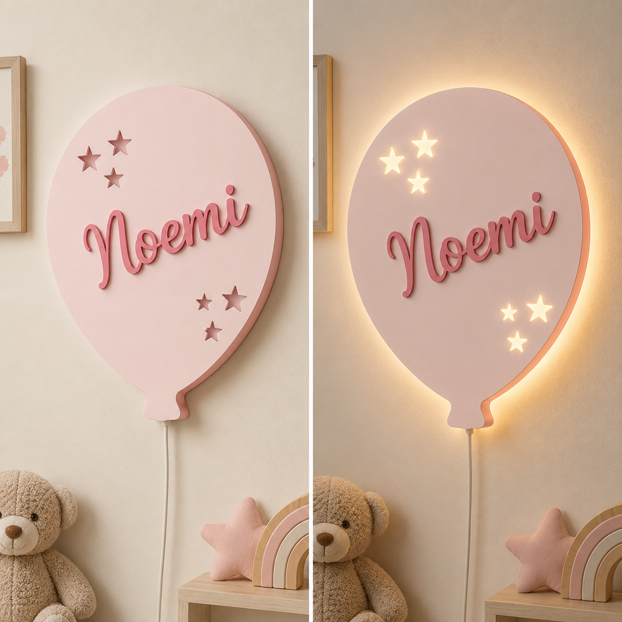 Lampada da Parete Palloncino Personalizzata con Nome | Cameretta Bambino e Bambina